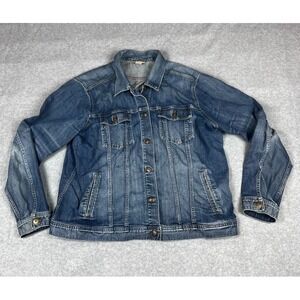 Duluth Trading Co Womens XXL Denim Jacket Blue Jean Trucker Button Front
